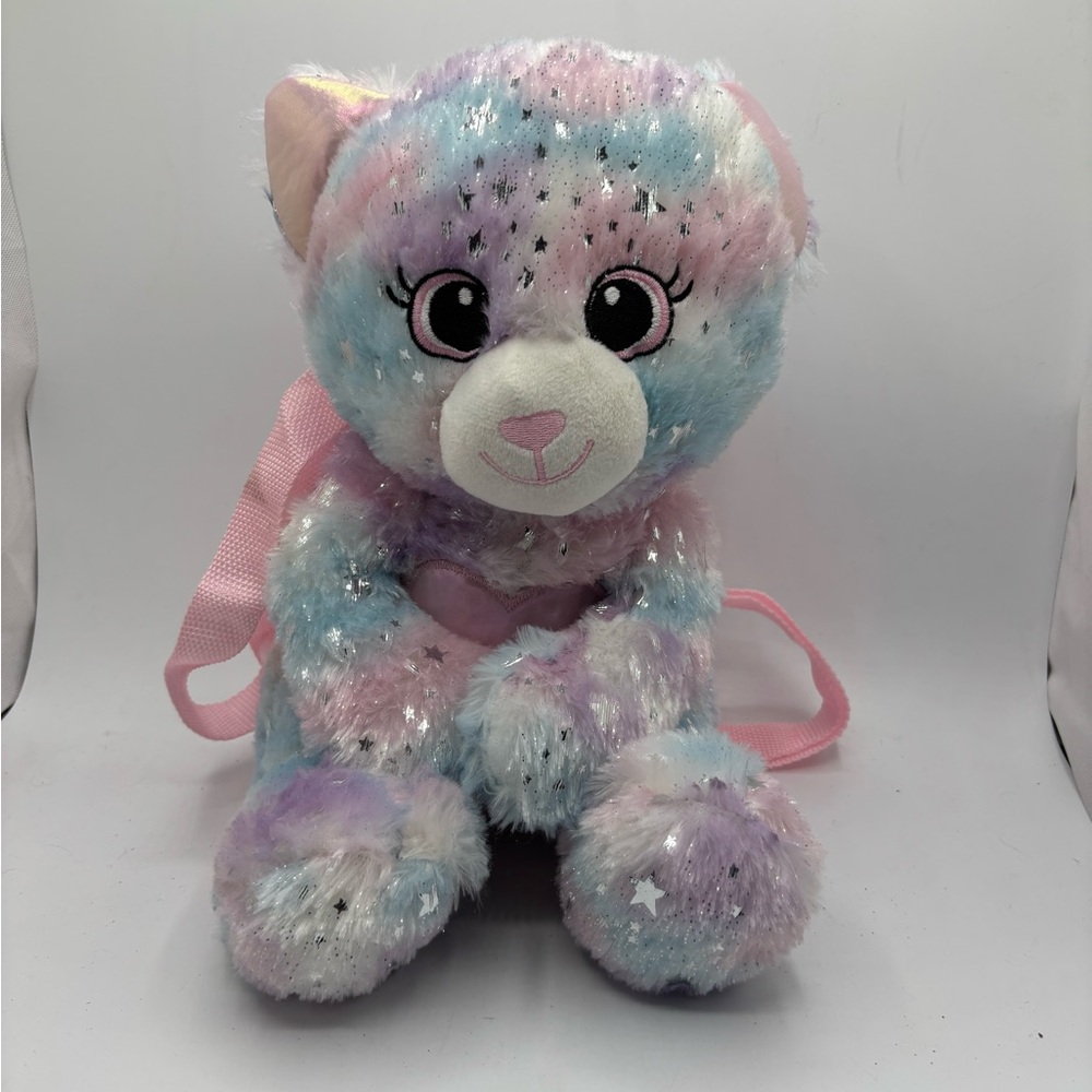 Sparkly Pastel Plush Bear Kids Backpack